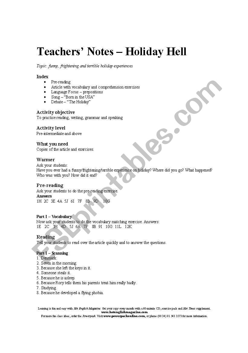 Reading comprehension worksheet