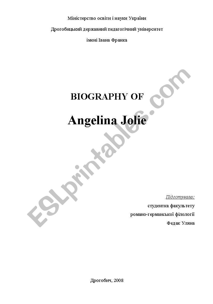 Angelina Jolie worksheet