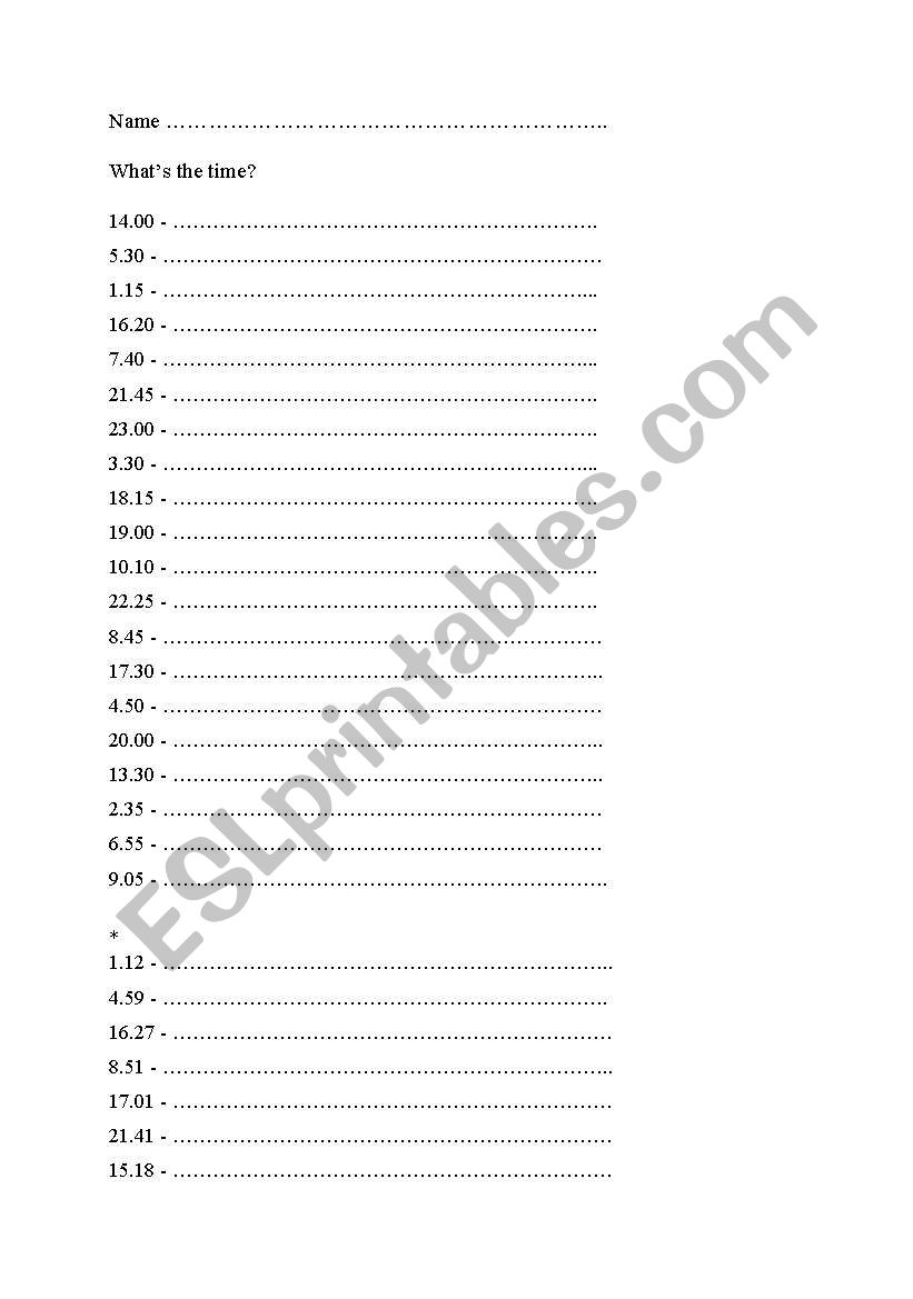What´s the time? worksheet