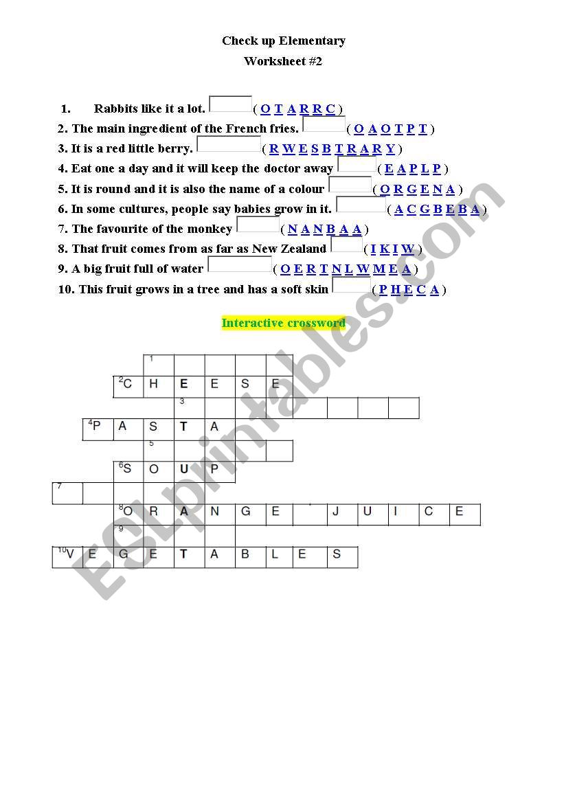 guess the fruit, vegetable, interactive crossword part 2