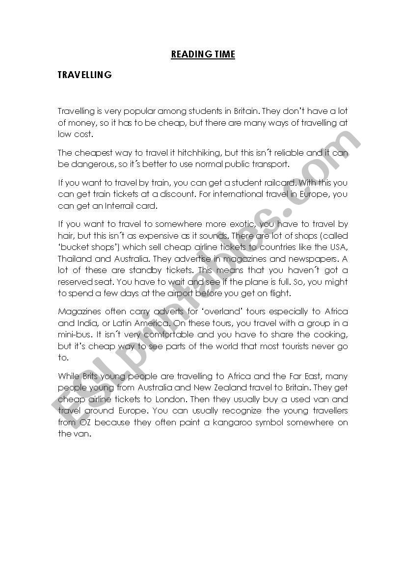 Reading Time worksheet