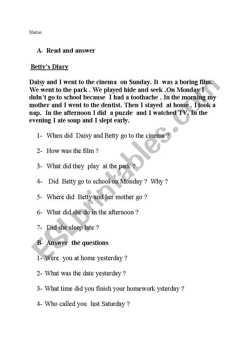 simple past tense worksheet