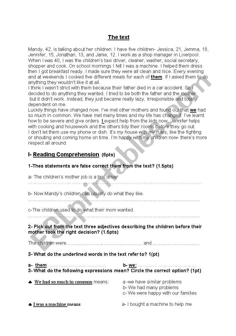 family life worksheet