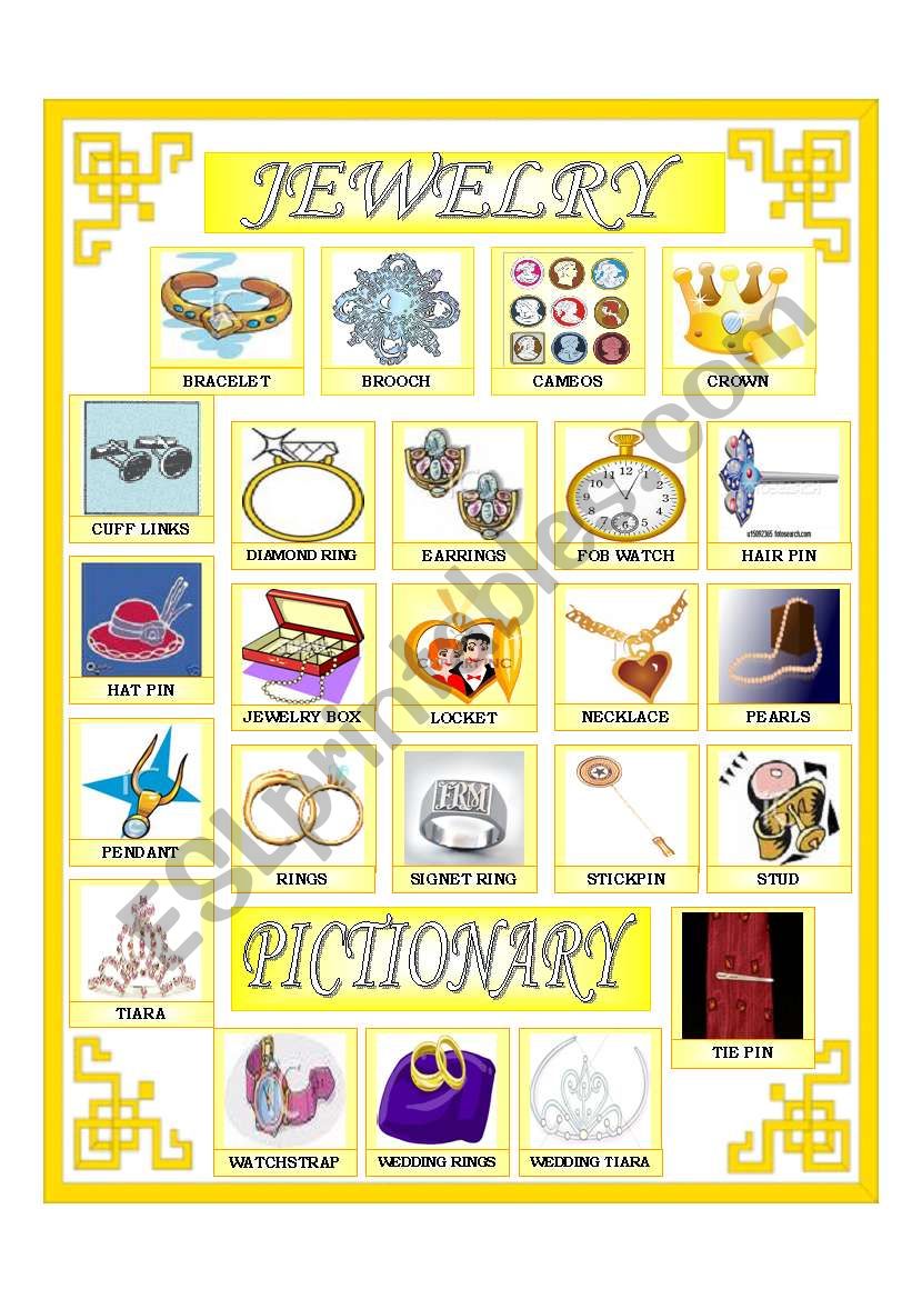 Jewelry Pictionary worksheet