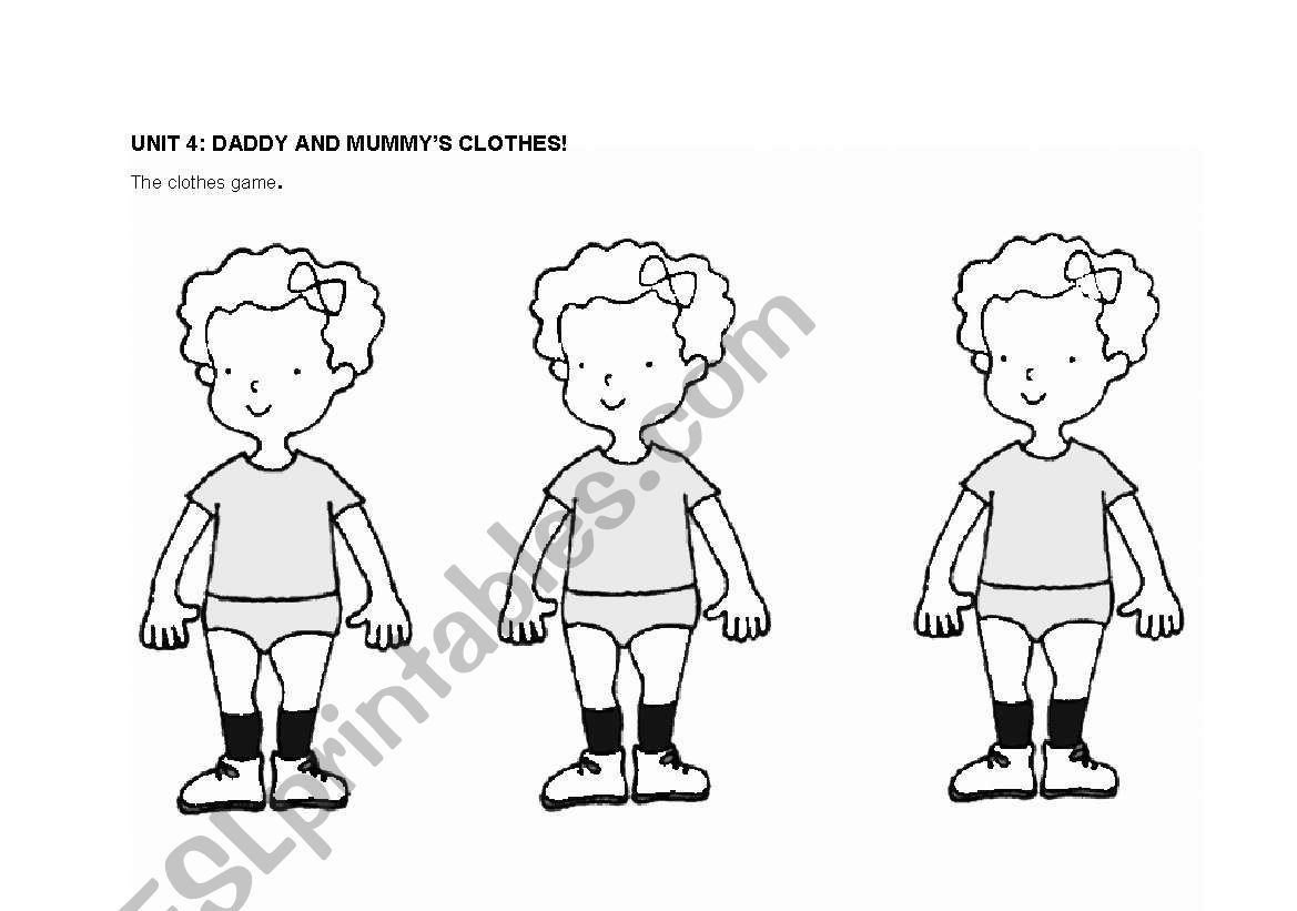 TRIPLETS CLOTHES GAME worksheet