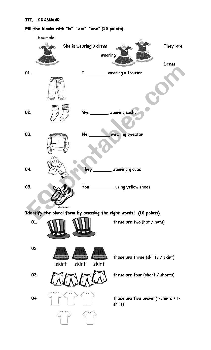 Clothes worksheet