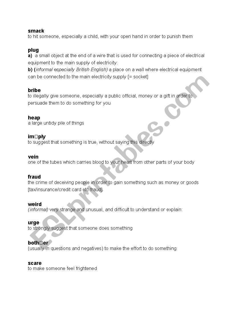 Working woth words worksheet