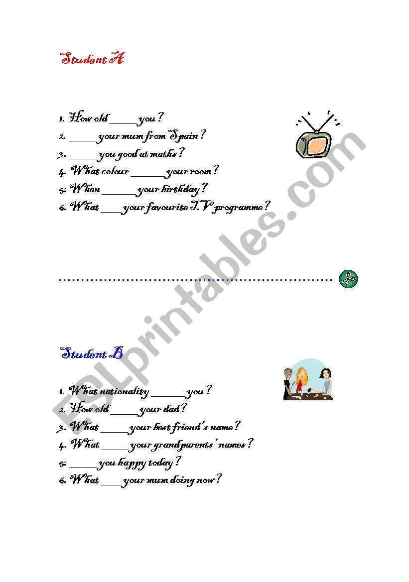 Speaking: Verb TO BE  worksheet