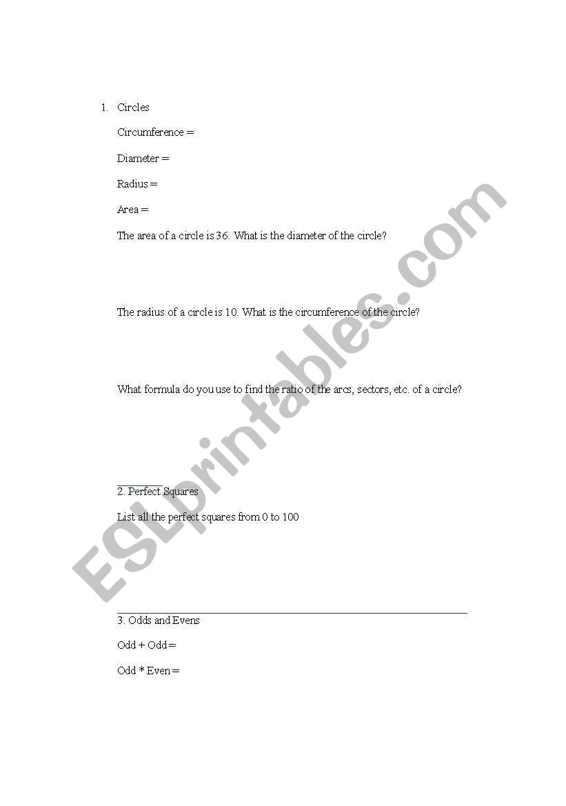 GMAT Practice worksheet