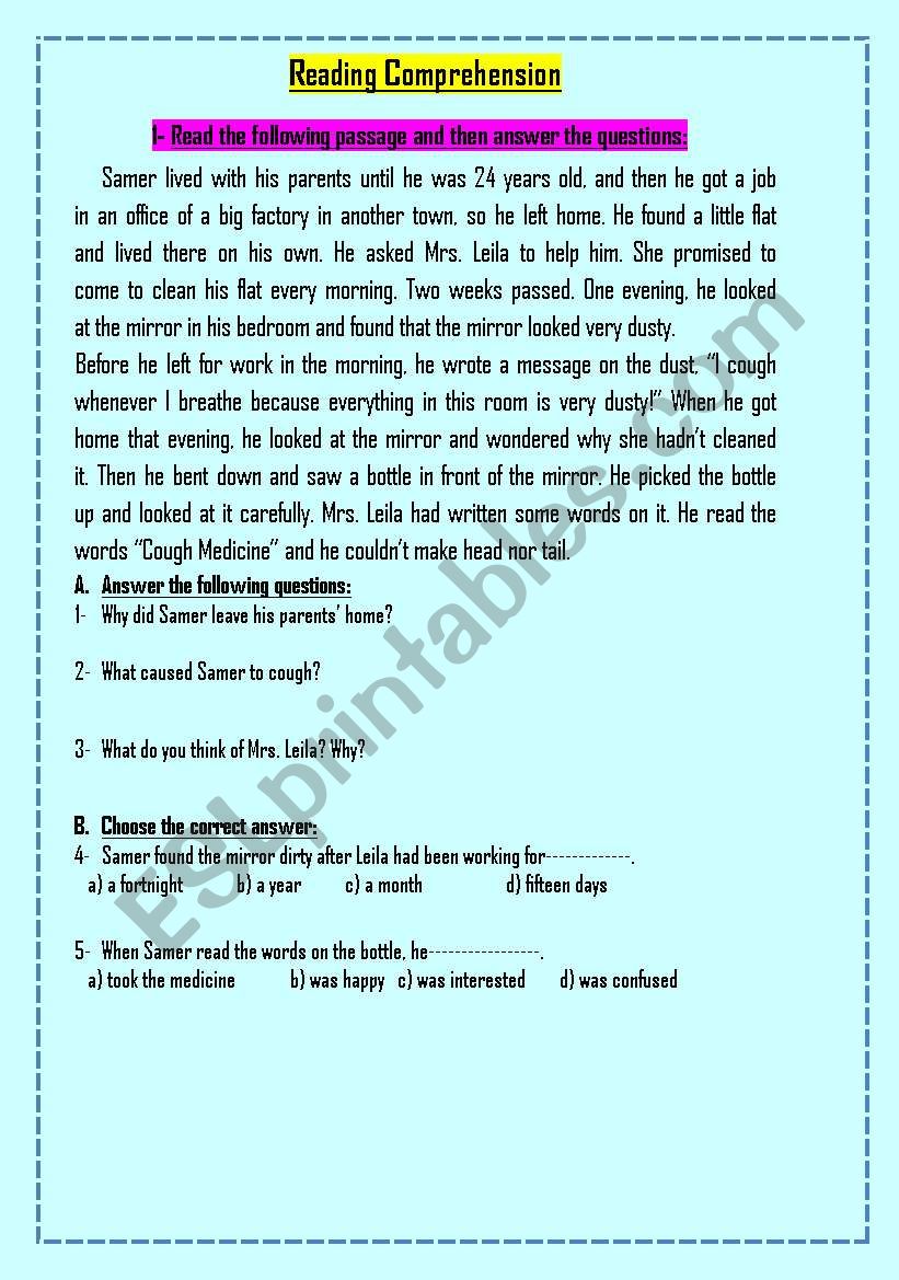 Two reading passages worksheet
