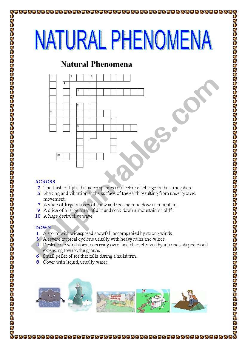 Natural phenomena crosswords (with key)