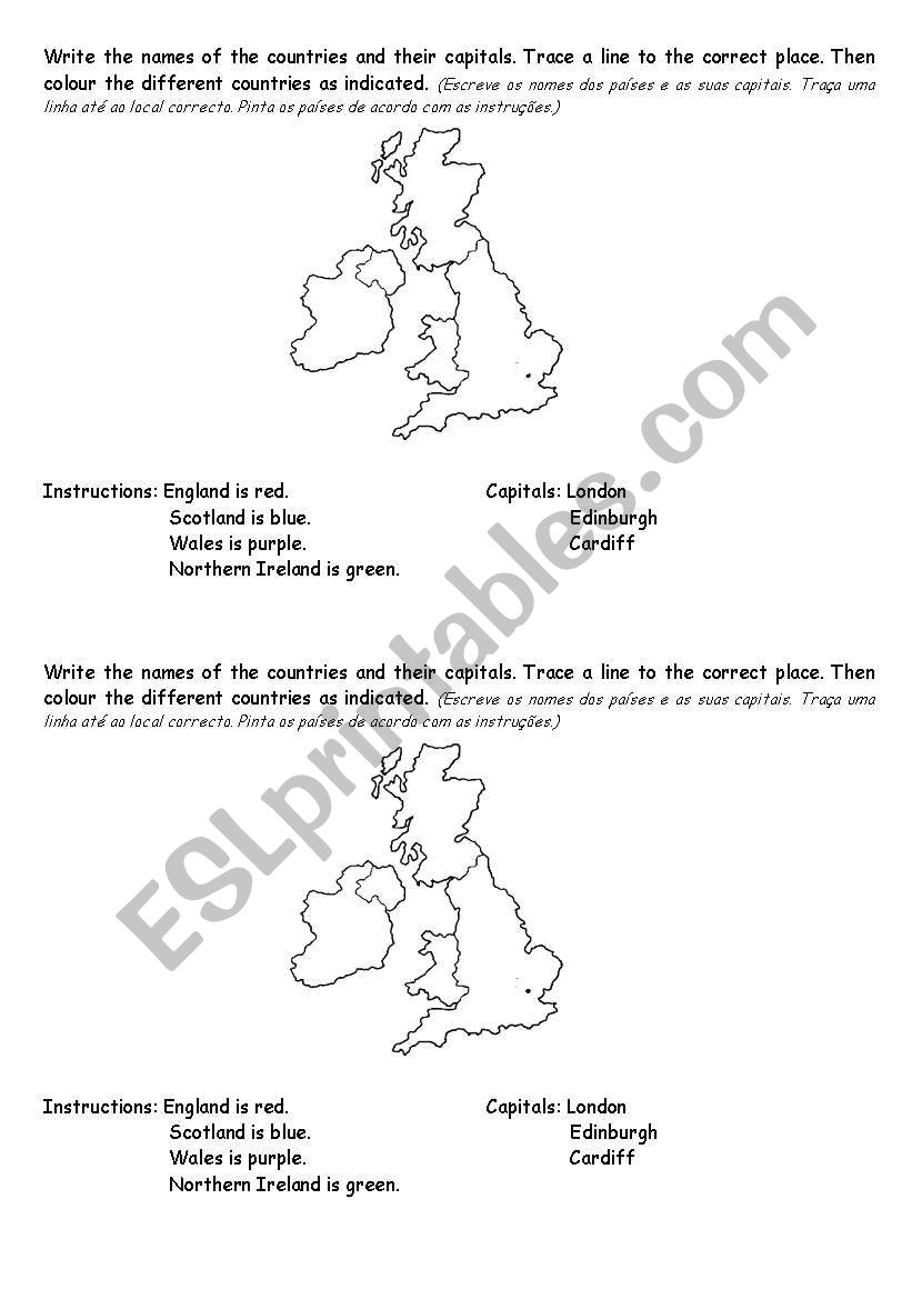 Map Great Britain worksheet