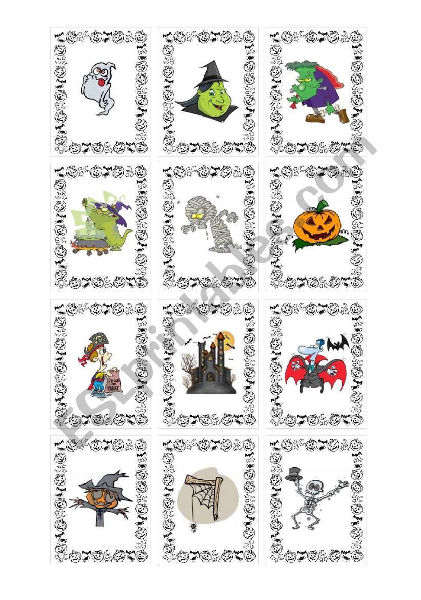 HALLOWEEN MEMO CARDS PART 1/3 worksheet