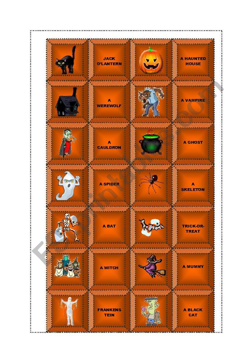 Halloween dominoes worksheet