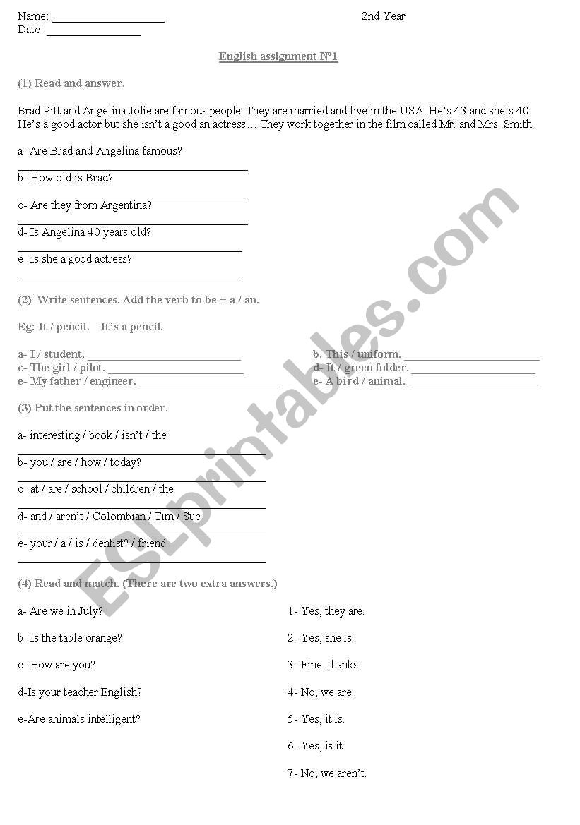 Simple Present: Verb to be  worksheet