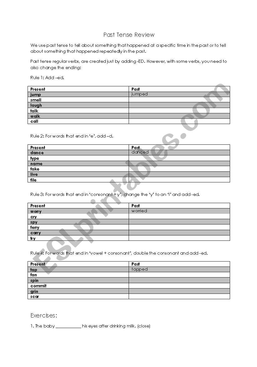 Past Simple- Regular Verbs worksheet