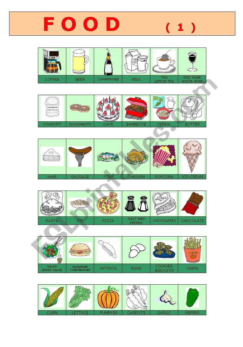 food worksheet