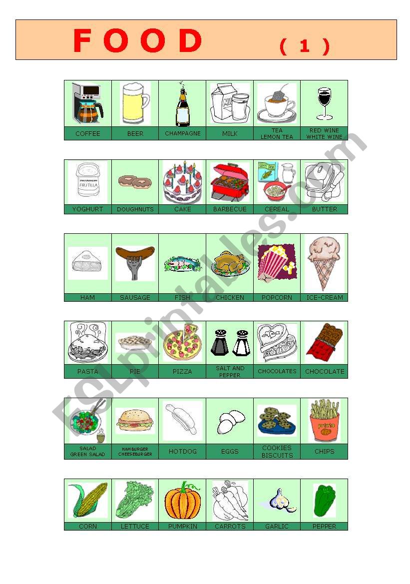 food worksheet