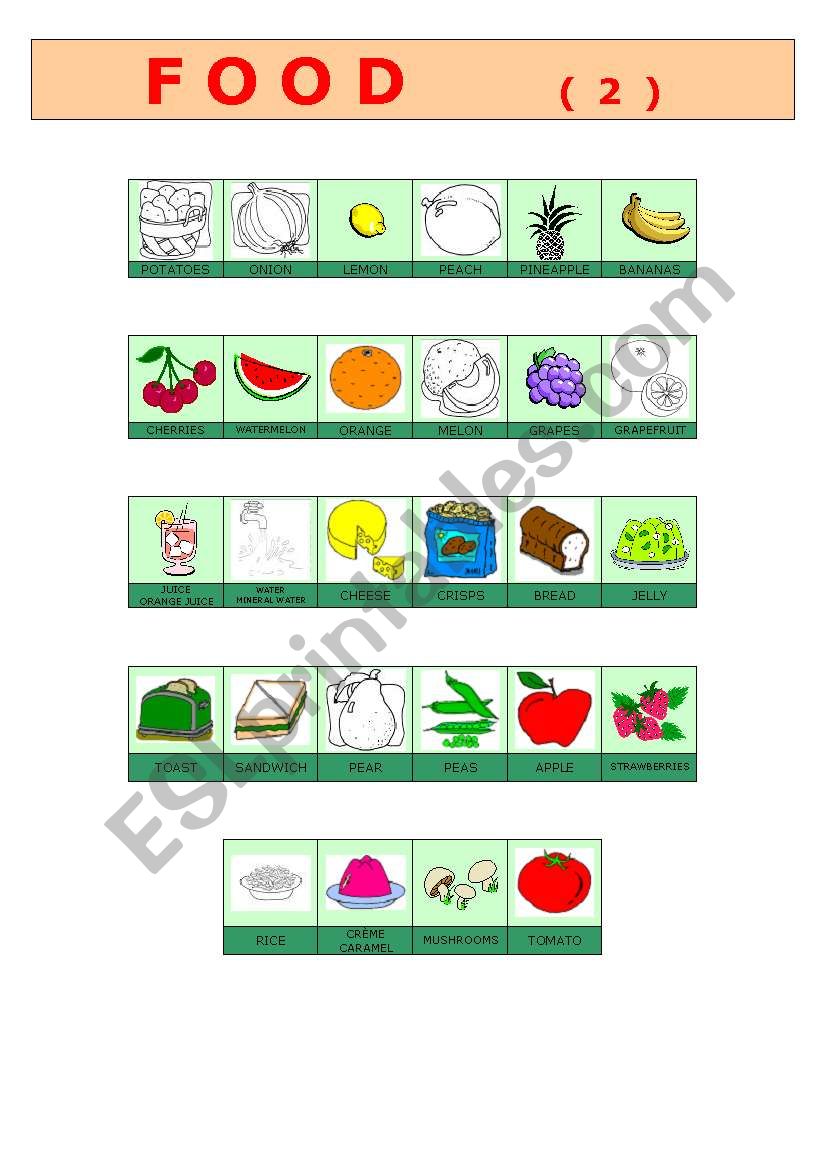 food part 2 worksheet