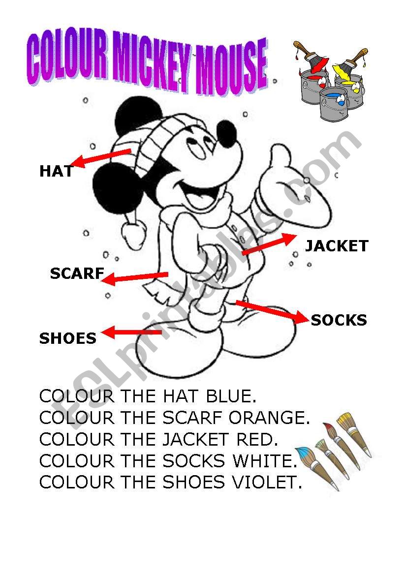 colour mickey mouse worksheet