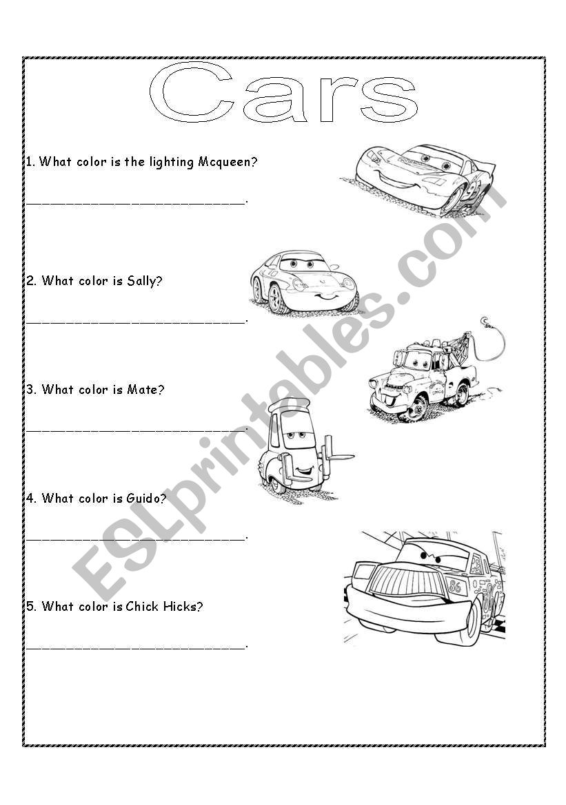 Cars The Movie worksheet