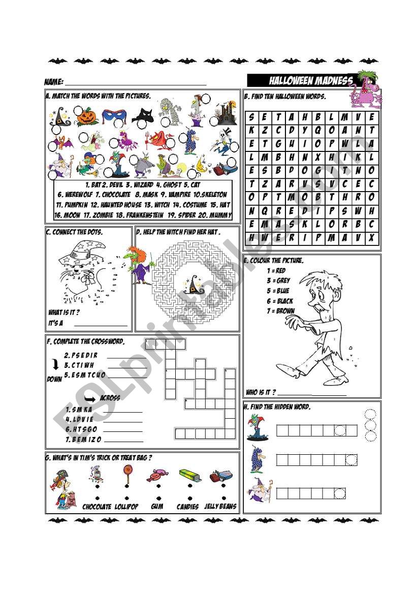 Halloween Madness worksheet