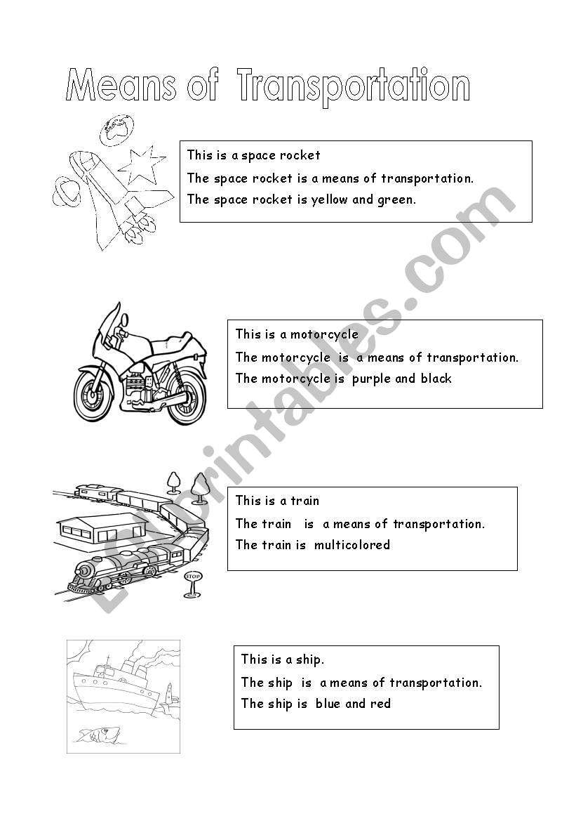 MEANS OF TRASPORTATION worksheet