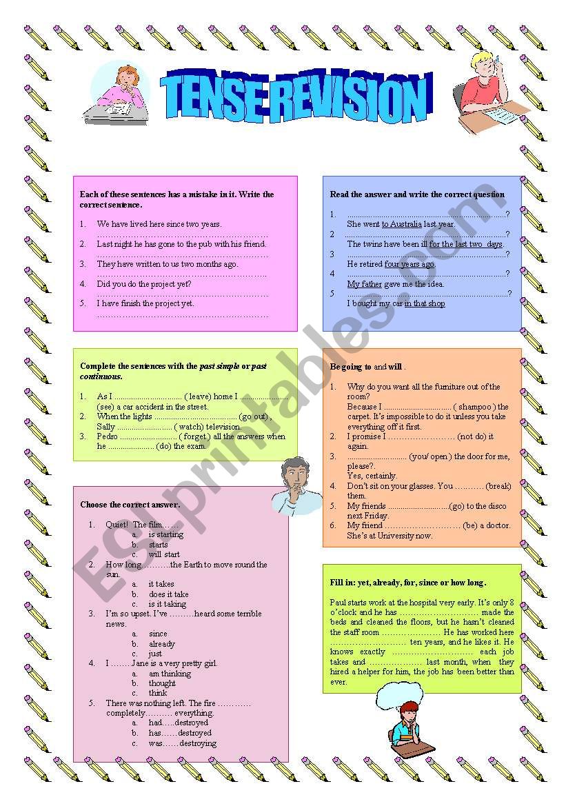 tense revision worksheet