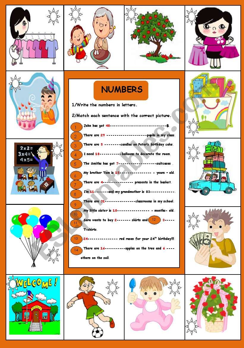 ANOTHER EASY WAY TO TEACH NUMBERS replace The Figures Into Letters ESL Worksheet By Dadi Meriouma
