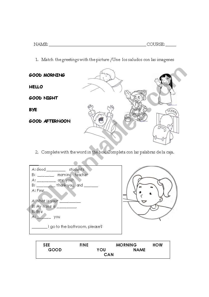 greeting worksheet