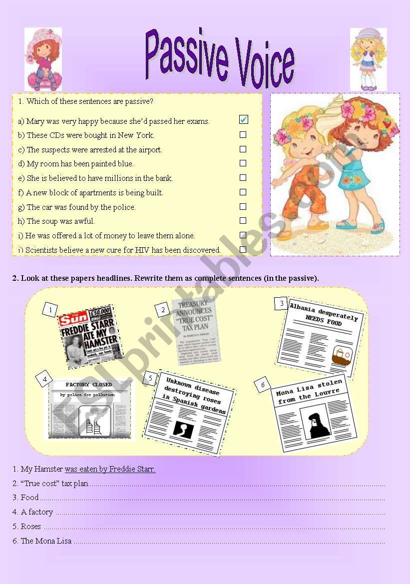 PASSIVE VOICE - 3 pages of activities on passive voice.
