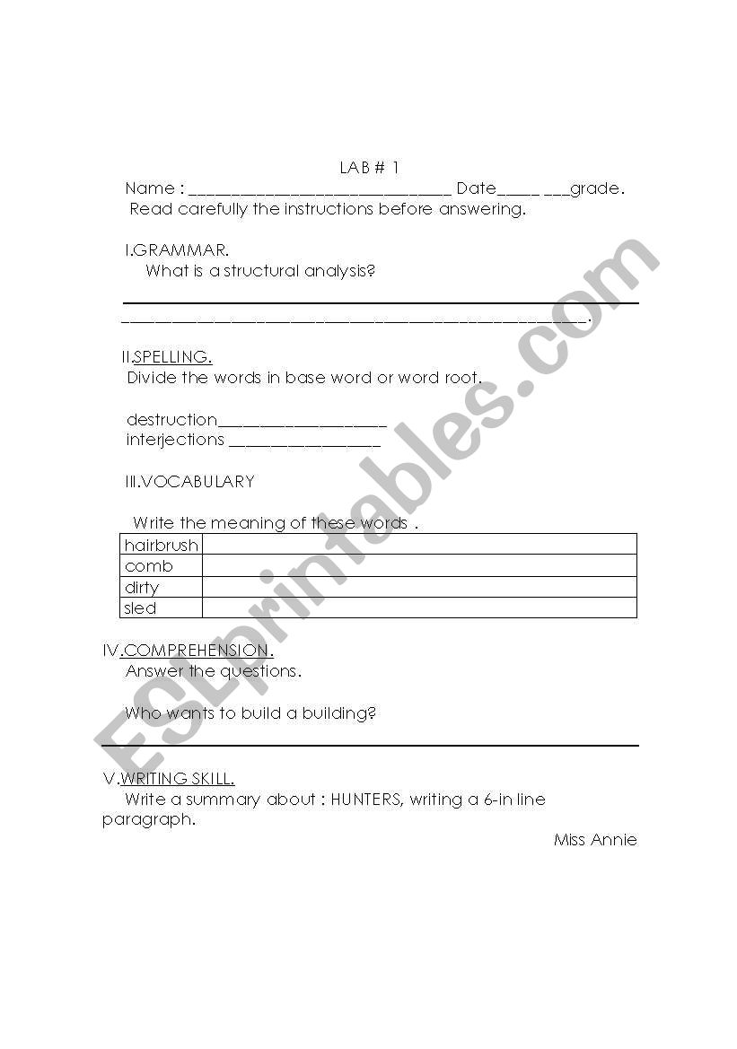 ENGLISH LABORATORIES worksheet