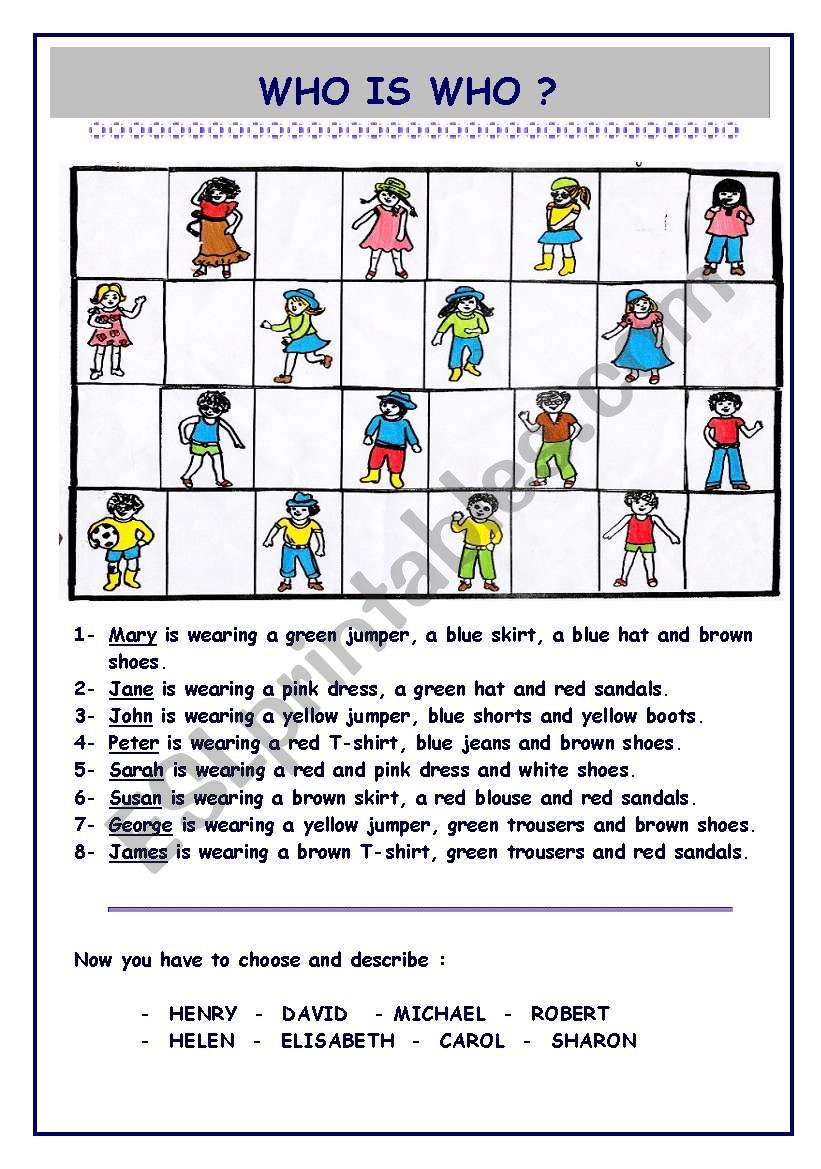 WHO IS WHO ? worksheet