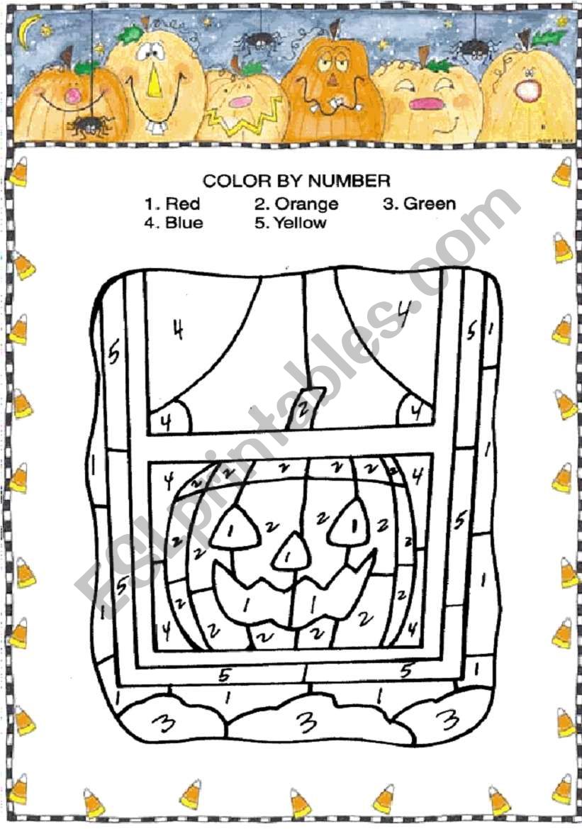 Colour by number - HALLOWEEN worksheet