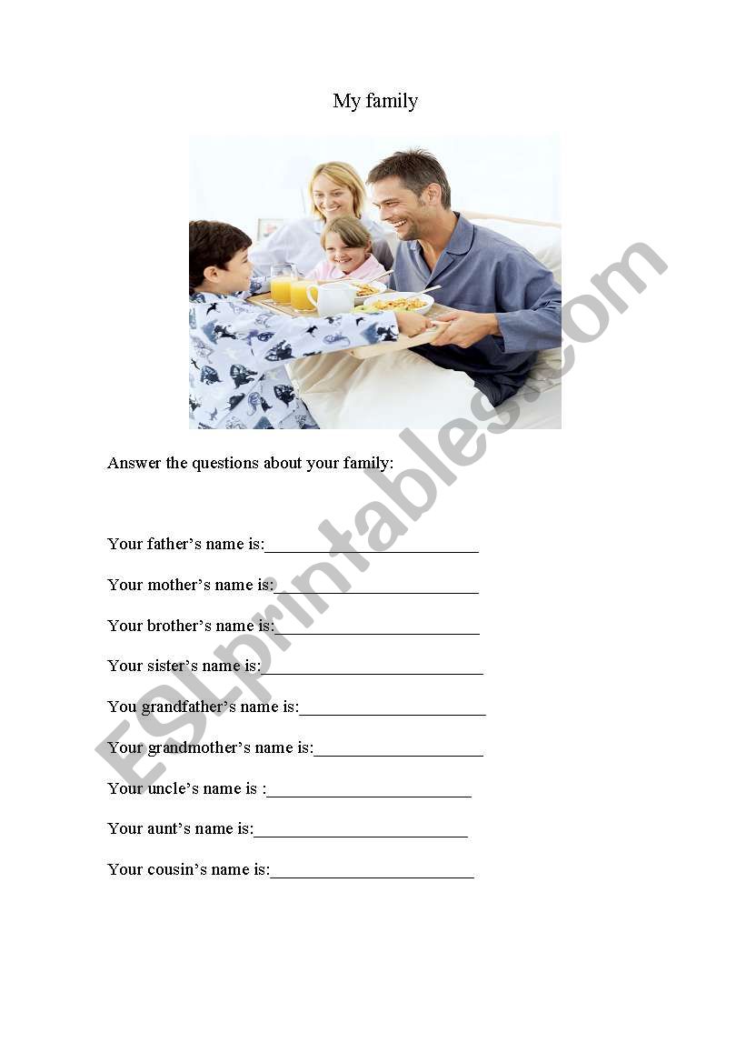 My family worksheet