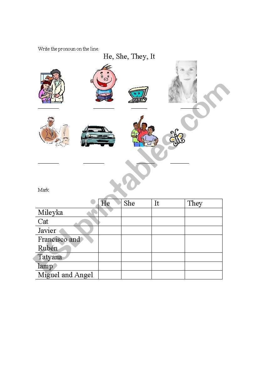 pronouns worksheet