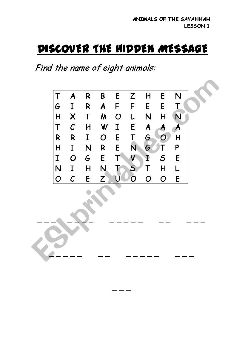 Animals Wordsearch worksheet