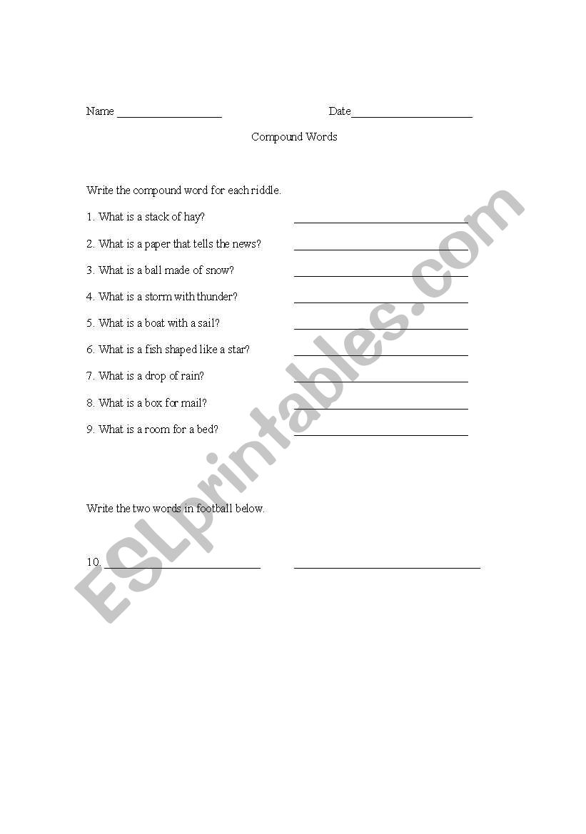 Compound Words worksheet
