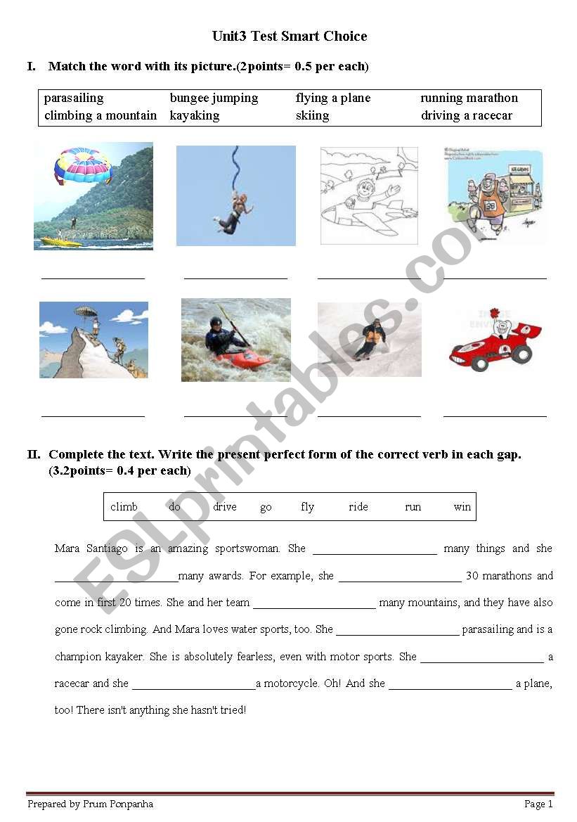 Unit 3 Test worksheet