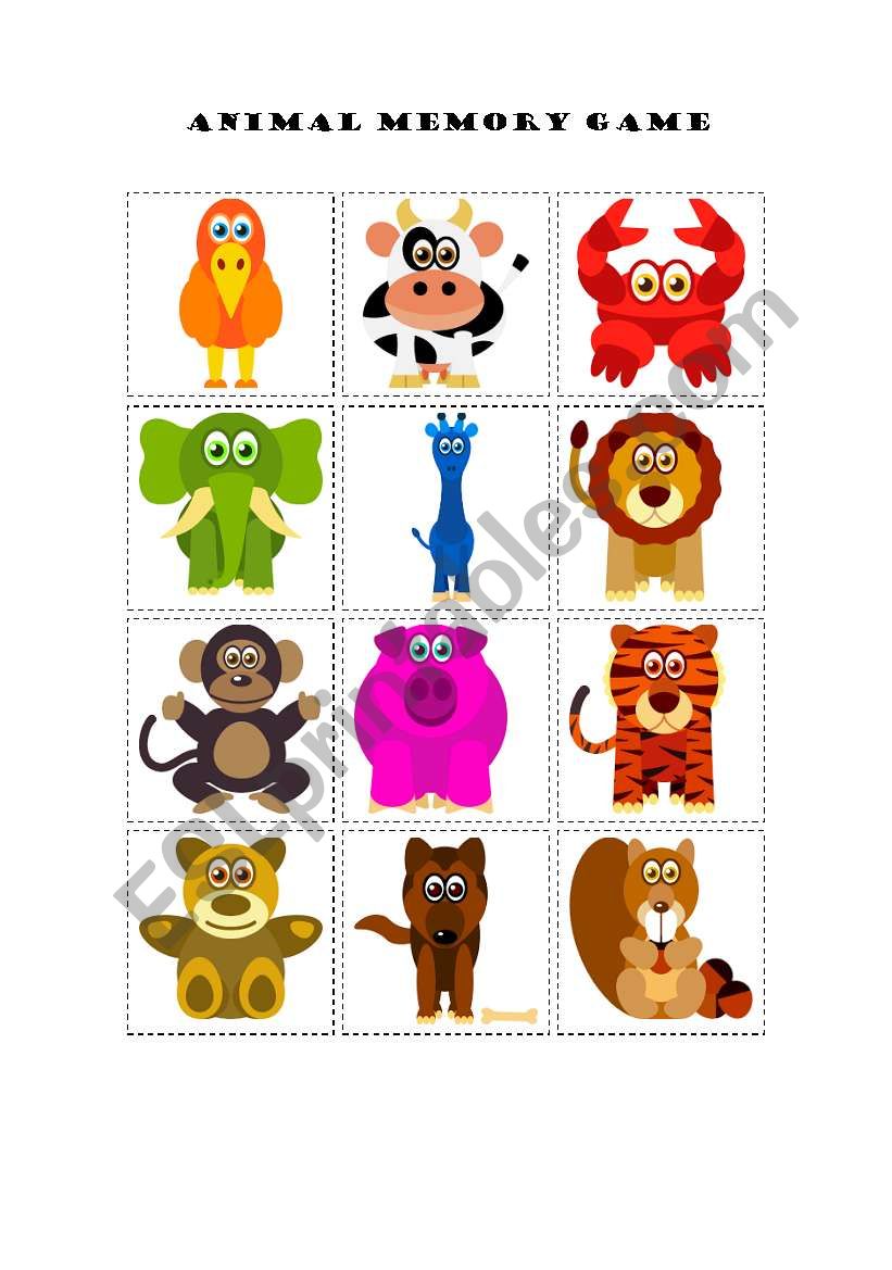 Animal Memory Game worksheet