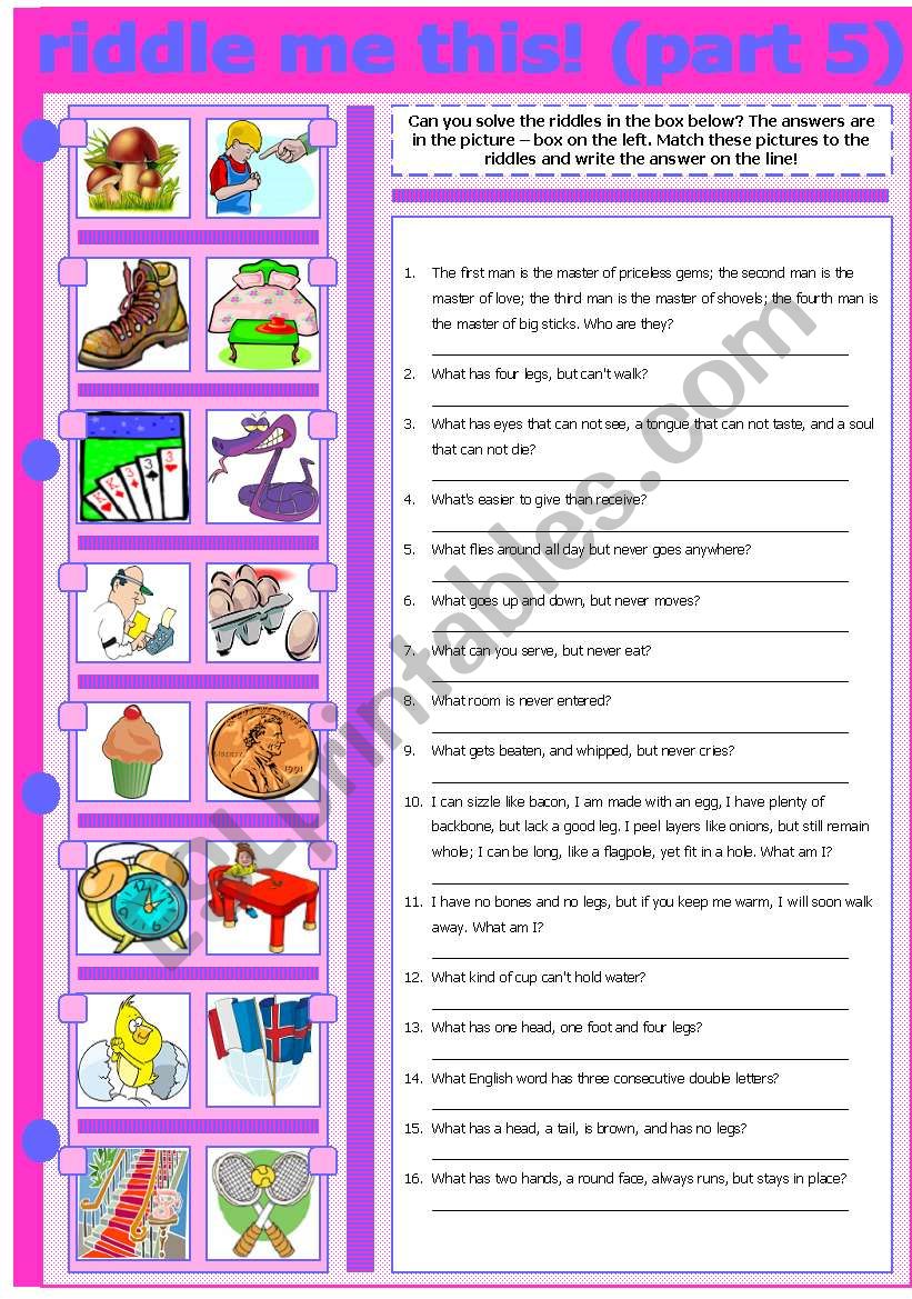 RIDDLE ME THIS! (PART 5) worksheet