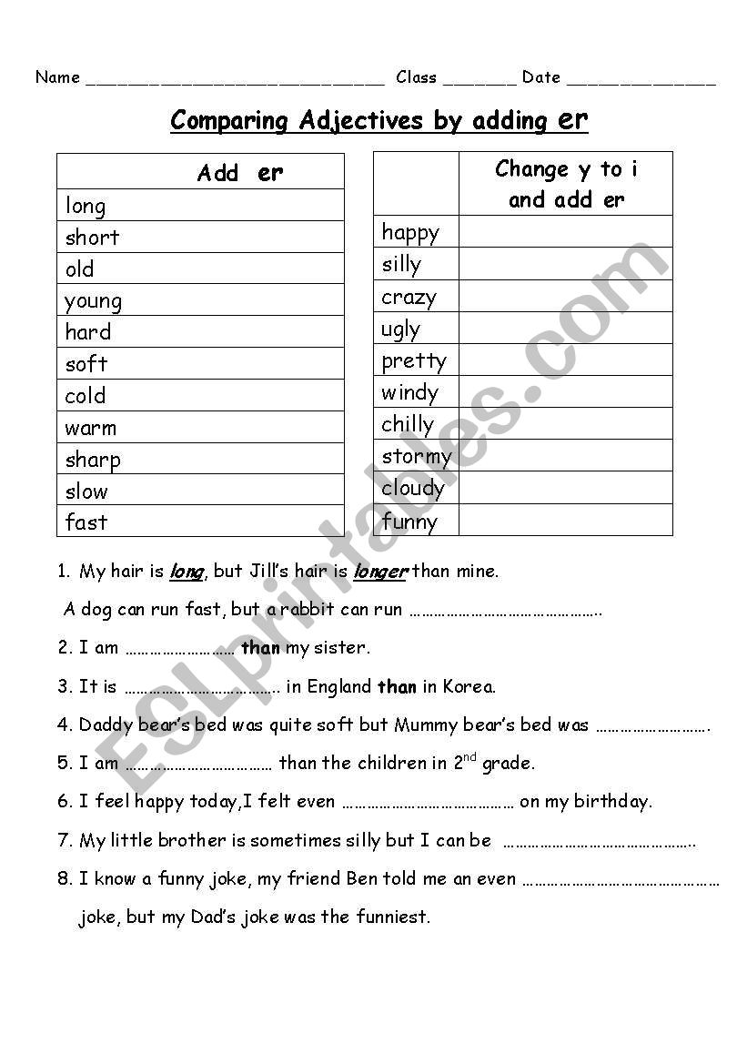 Comparatives worksheet