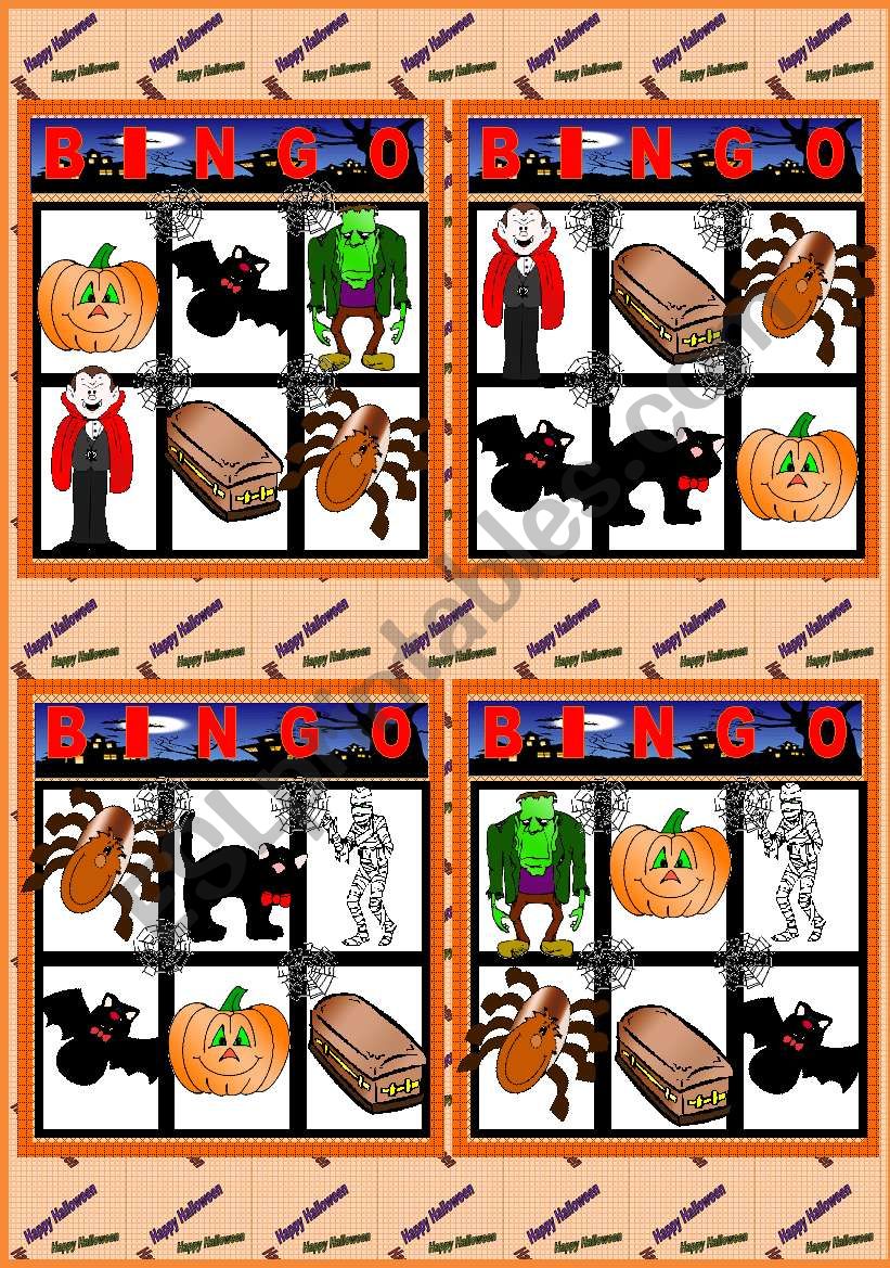 Halloween Bingo 1/3 worksheet