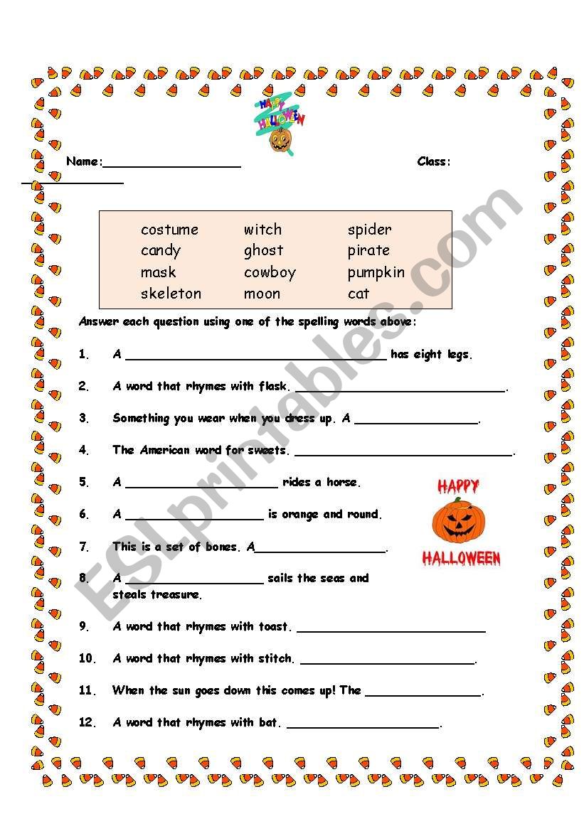 Halloween Spelling worksheet