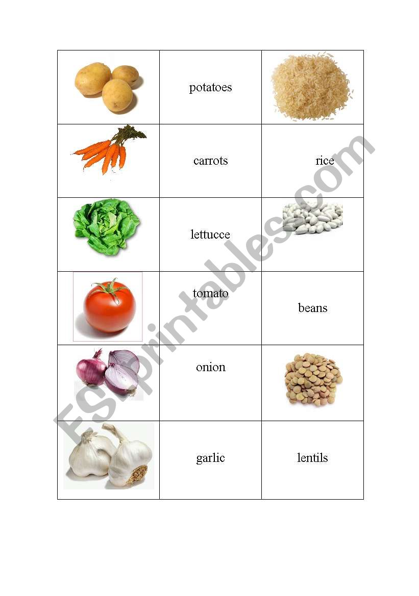 Vegetables worksheet