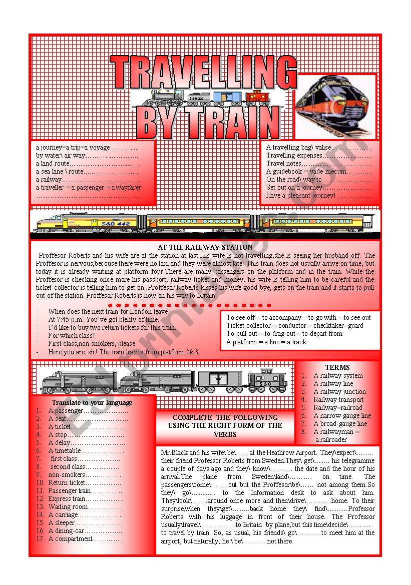 TRAVELLING BY TRAIN worksheet