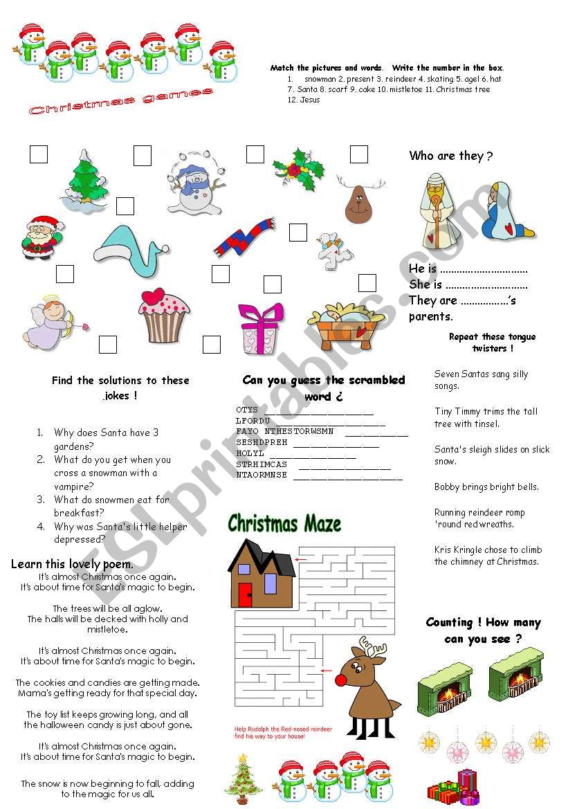 CHRISTMAS GAMES worksheet