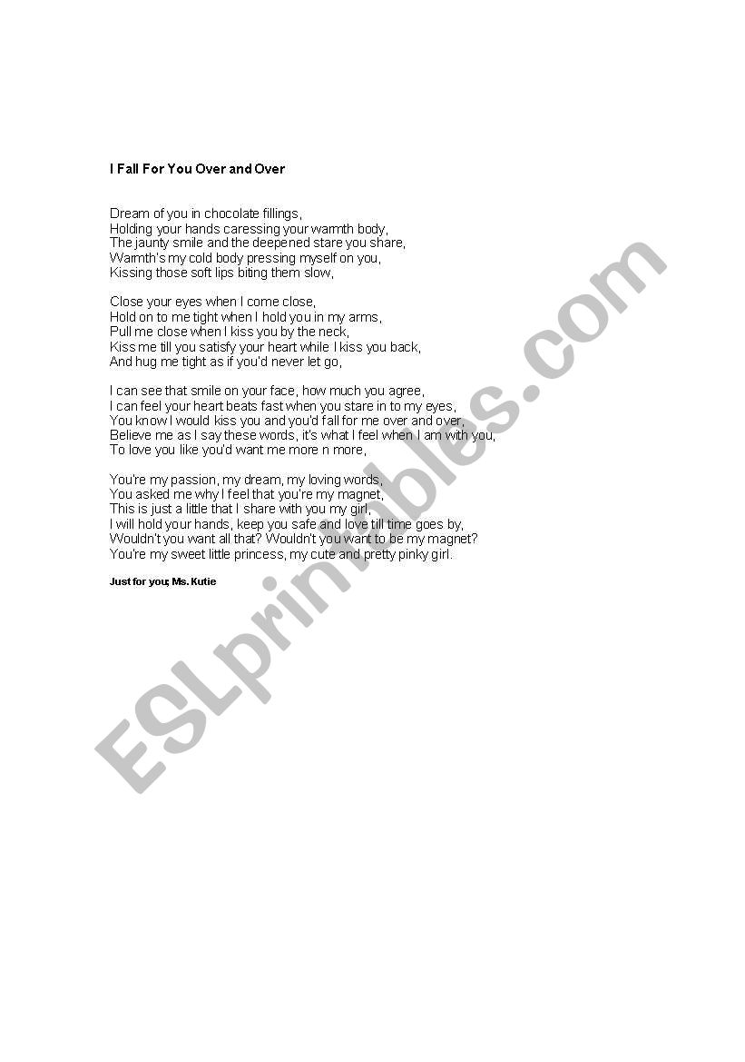 I Fall For You Over and Over worksheet