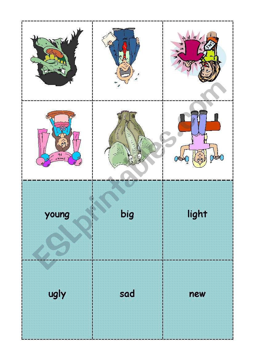 BINGO ADJECTIVES student cards 5/7