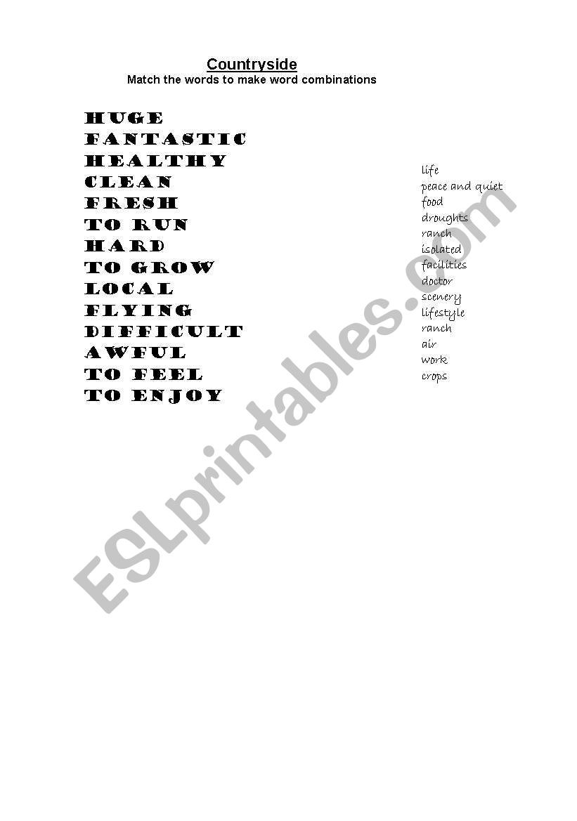 COUNTRUSIDE worksheet